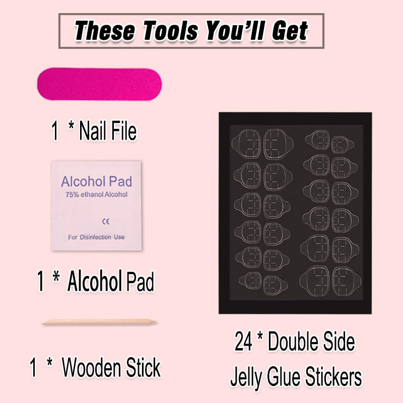 Ombre Nude Pink White Square Rhinestone Fake Nails