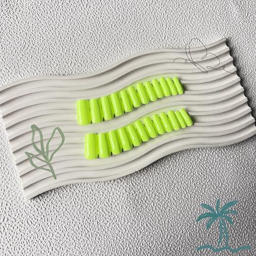 Neon Green Coffin Fake Nails Set for Women