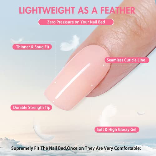 Neon Green Coffin Fake Nails Set for Women