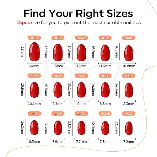 Modelones Valentines Press on Nails Kit, Red Oval