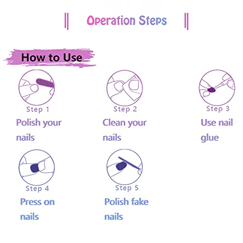 Marble Ombre White Purple Gold Leaf Acrylic False Nail