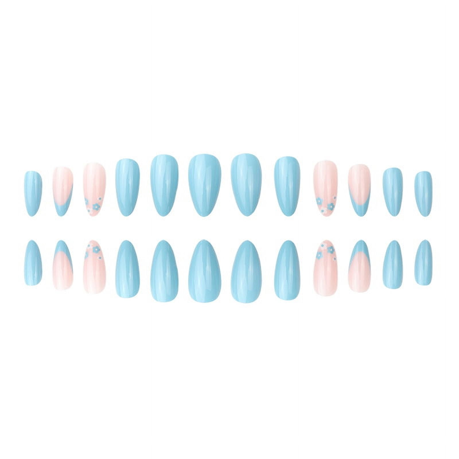 Fofosbeauty Almond Fake Nails Set - Lakeside Blue