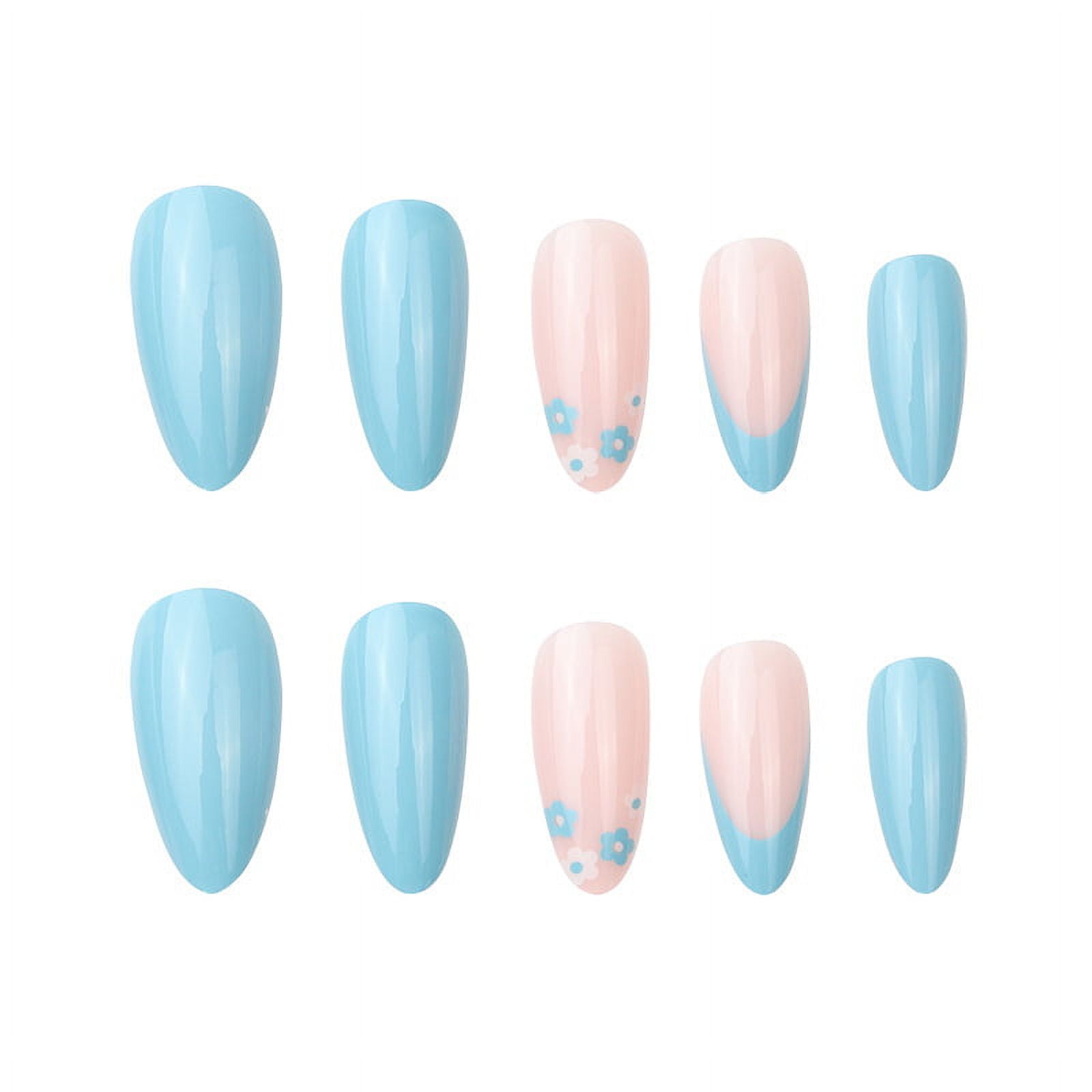 Fofosbeauty Almond Fake Nails Set - Lakeside Blue