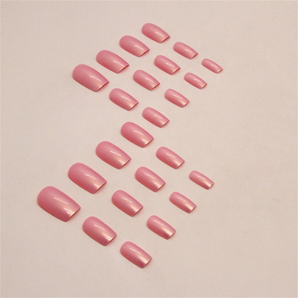 Fofosbeauty 24pcs Coffin Fake Acrylic Nails, Rose Red