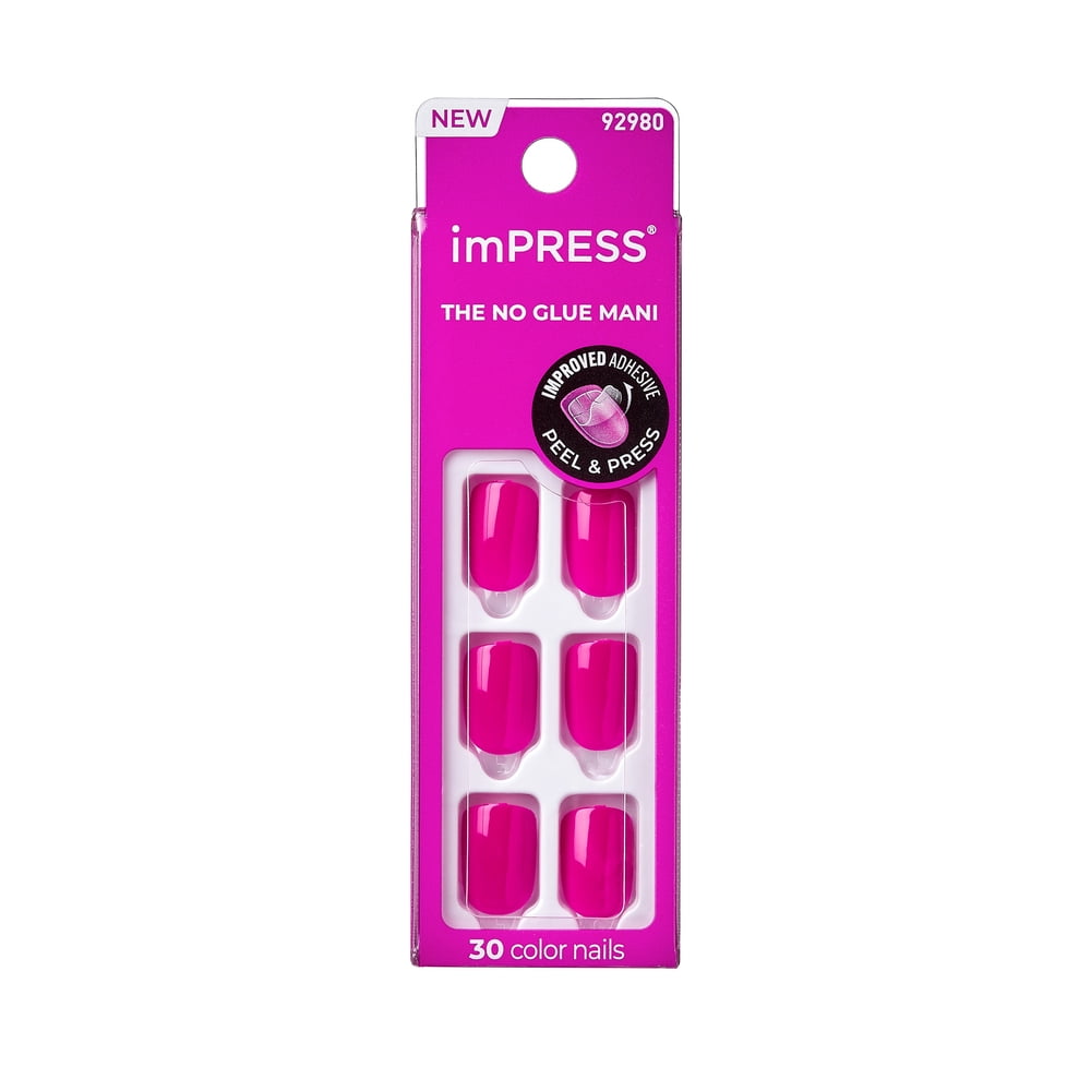 imPRESS Pink Square Press-On Nails, Short Length, 33 Ct