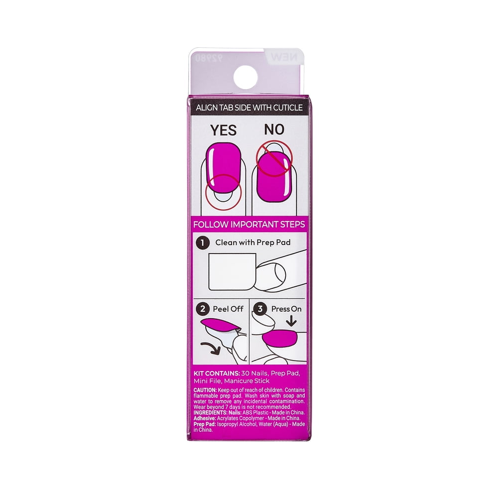 imPRESS Pink Square Press-On Nails, Short Length, 33 Ct