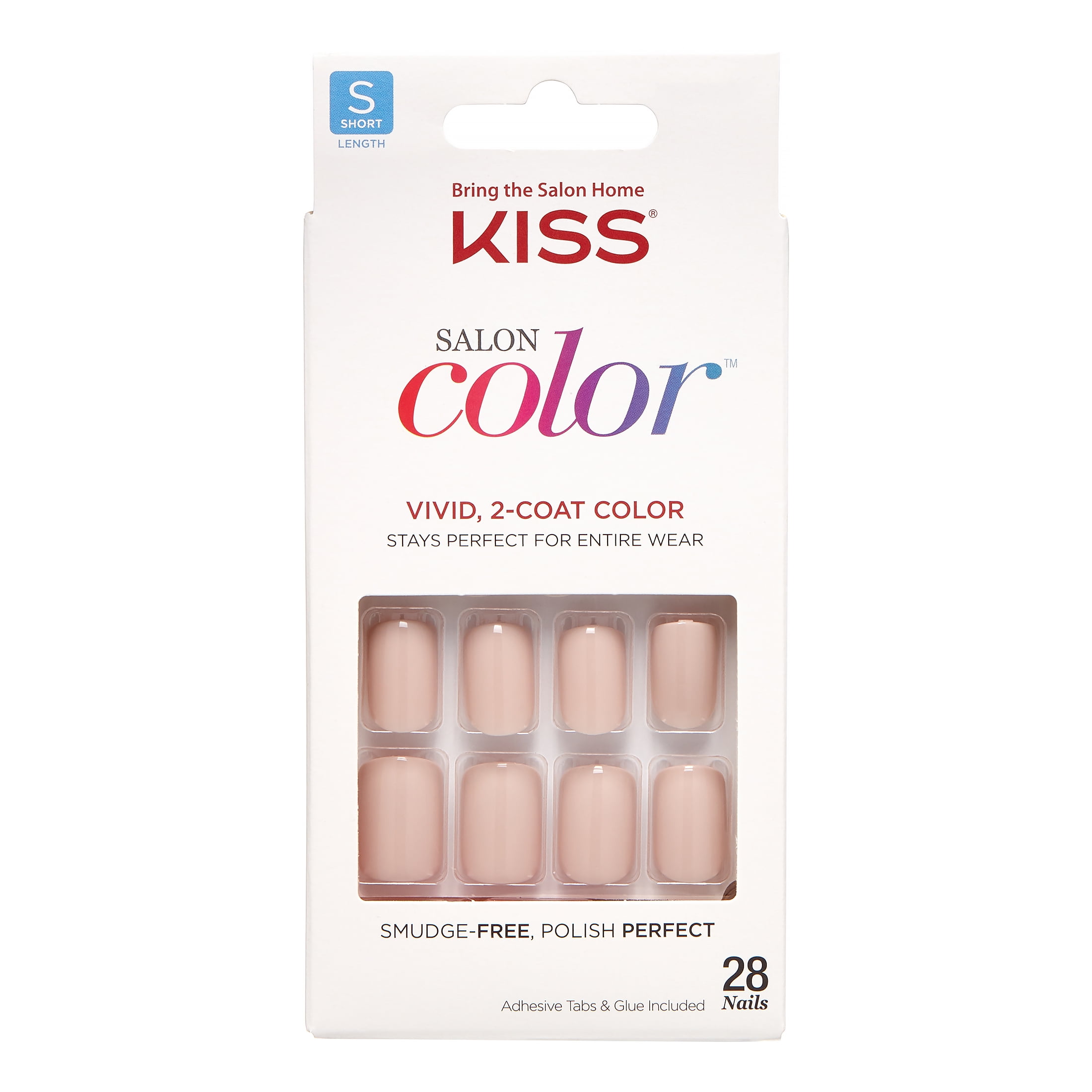 KISS Salon White Short Square Fake Nails, 31 Ct