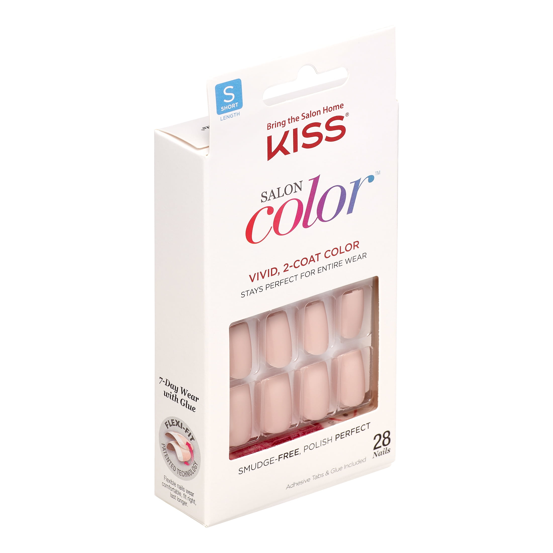 KISS Salon White Short Square Fake Nails, 31 Ct