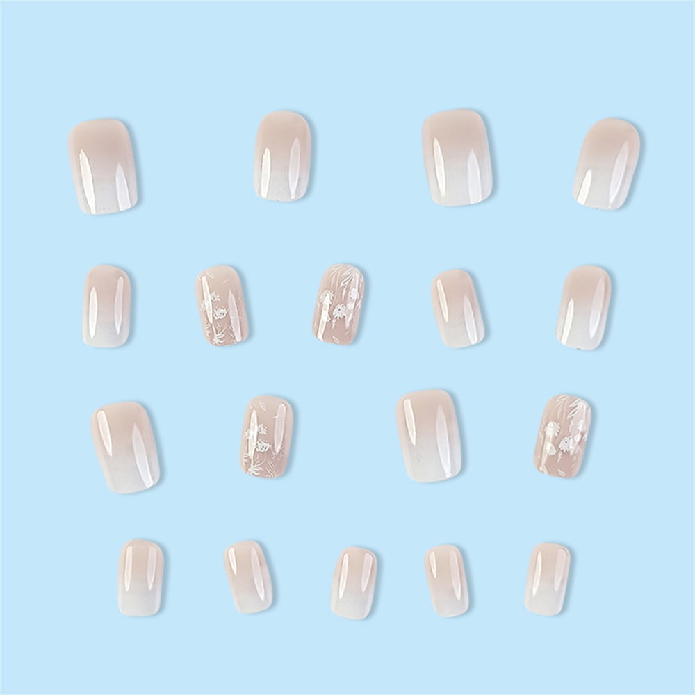 Dream Garden White Coffin False Nails Set - 24pcs