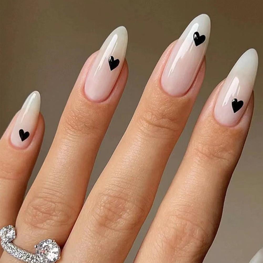 French Acrylic Coffin Fake Press-On Nails Art