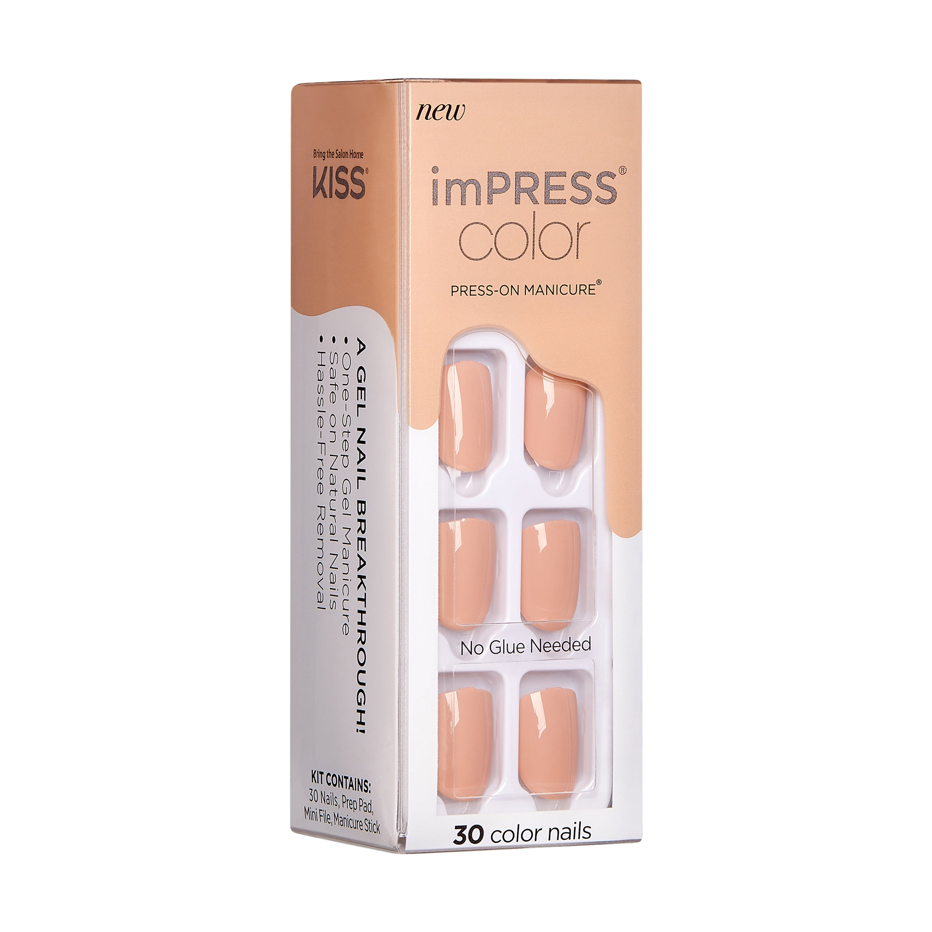 KISS imPRESS Color Press-On Nails, 'Latte', 30 pcs
