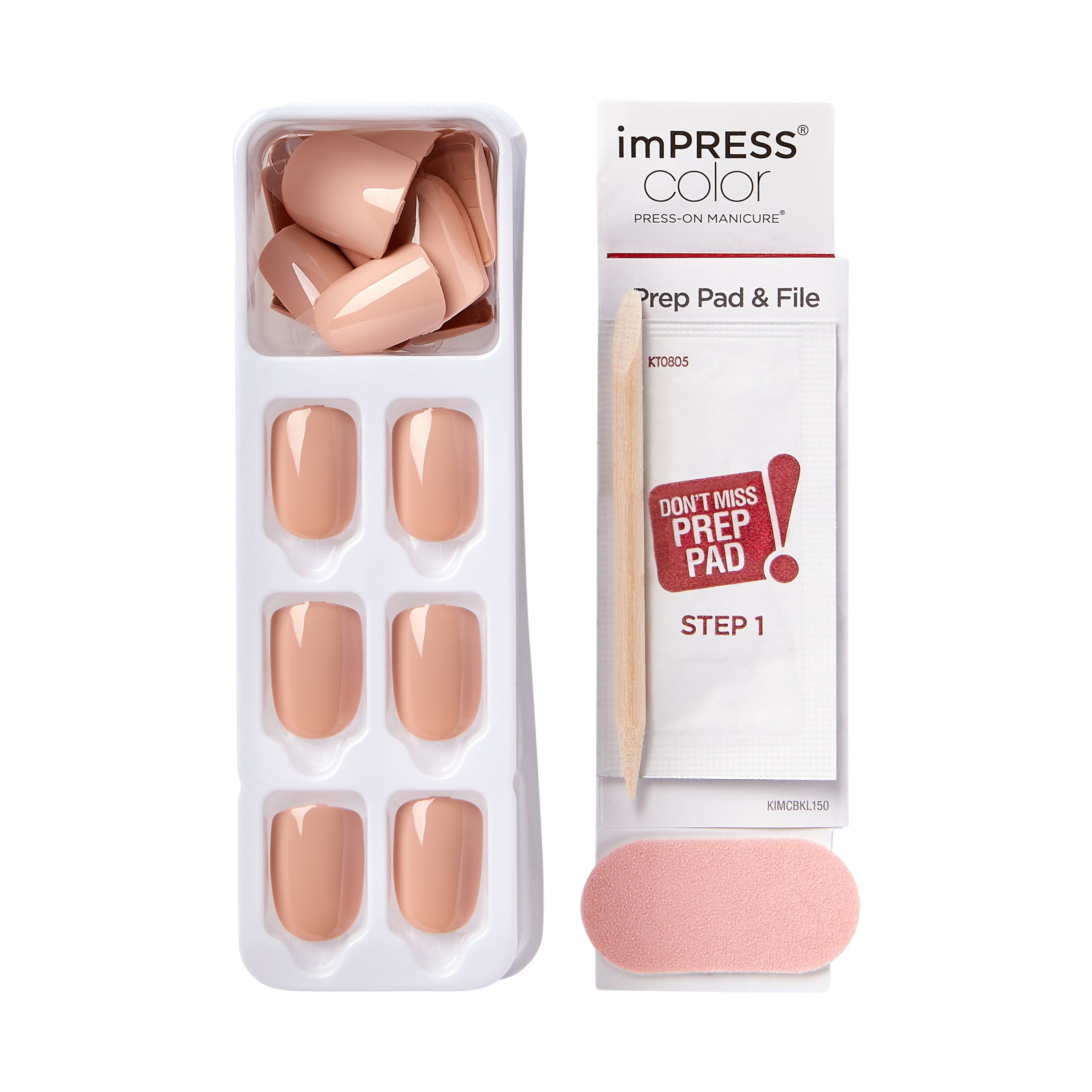 KISS imPRESS Color Press-On Nails, 'Latte', 30 pcs