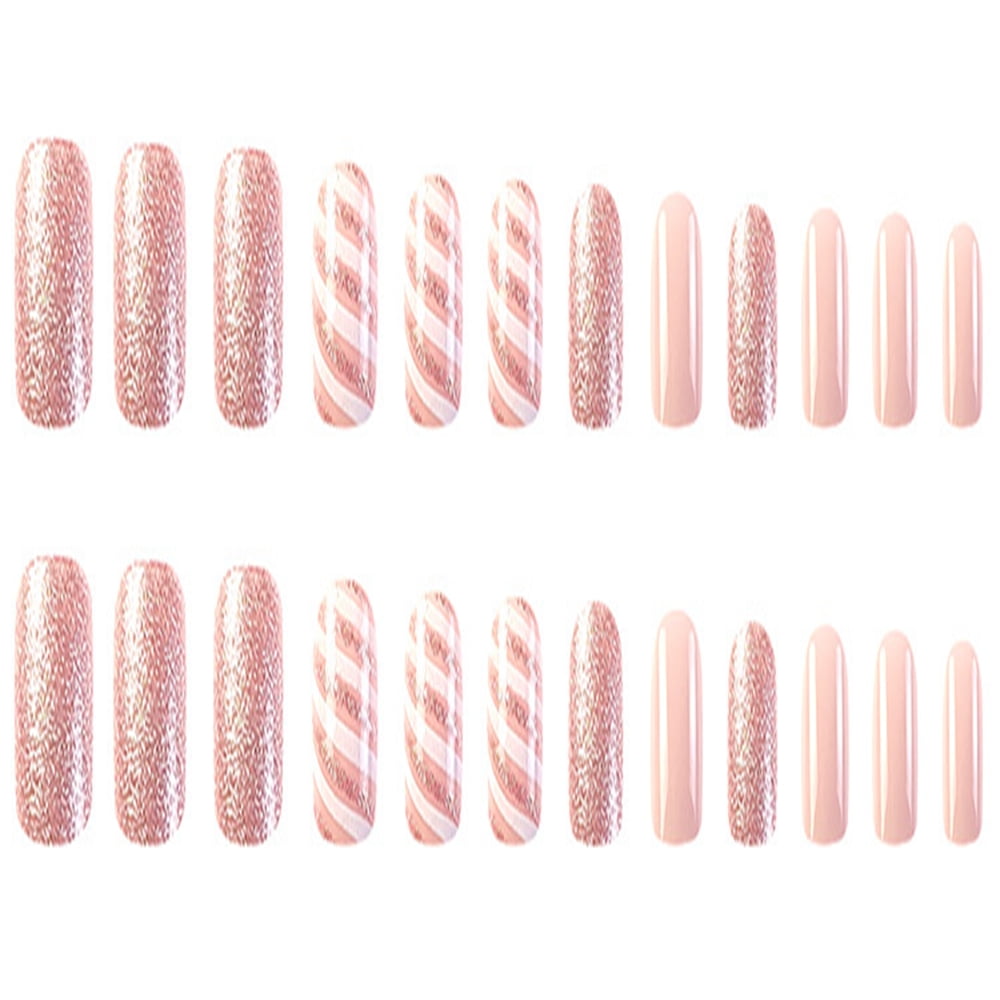 Christmas Sparkle Coffin False Nails, 24pcs Tips Set