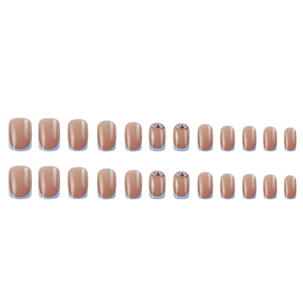 Fofosbeauty 24pcs Long Coffin Fake Nails, Blue Diamond