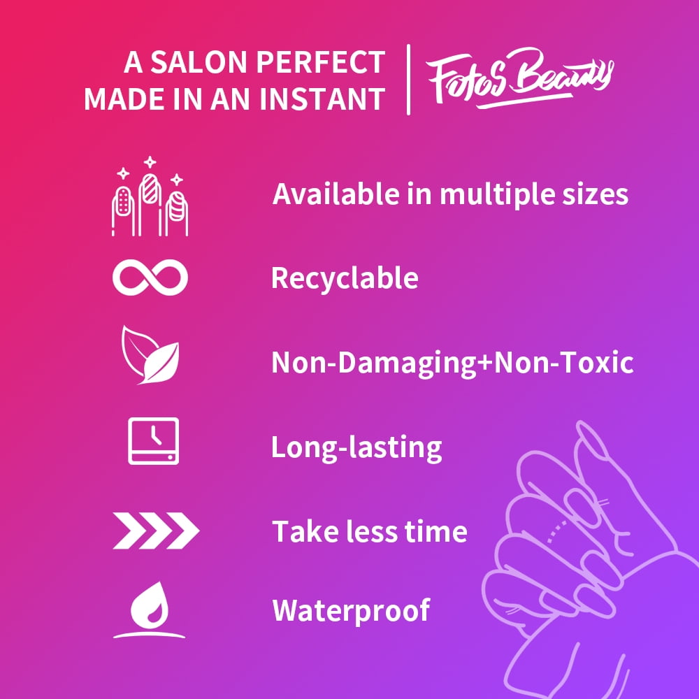 Fofosbeauty 24pcs Long Coffin Fake Nails, Blue Diamond