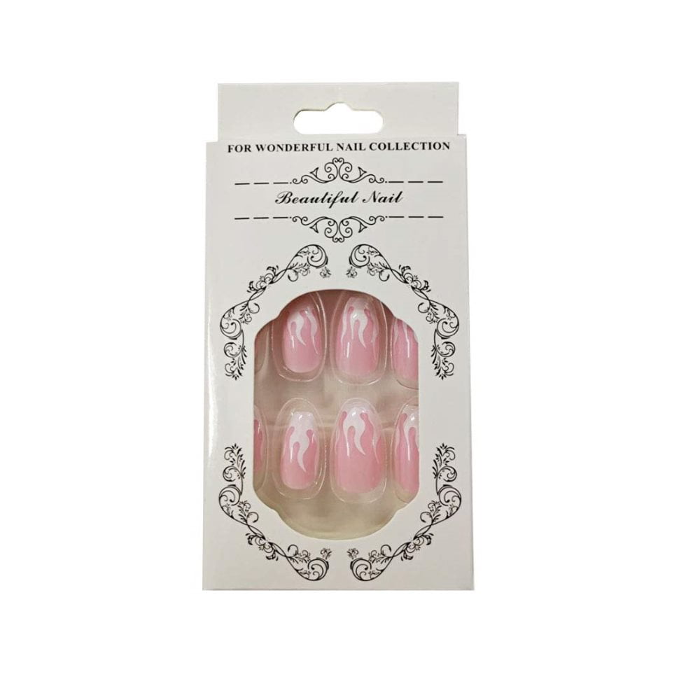 Flame Coffin Square Acrylic Press-On False Nails