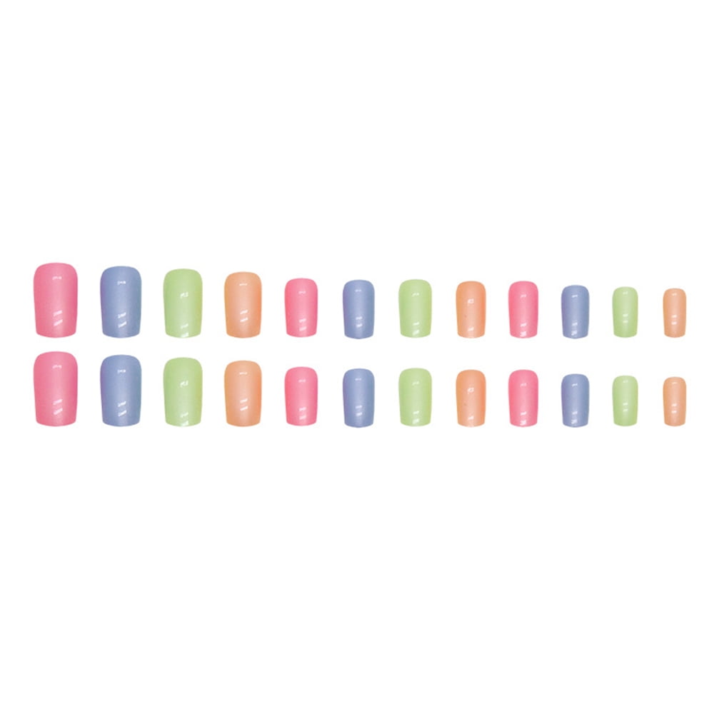 24pcs Rainbow Aurora Coffin Fake Acrylic False Nails