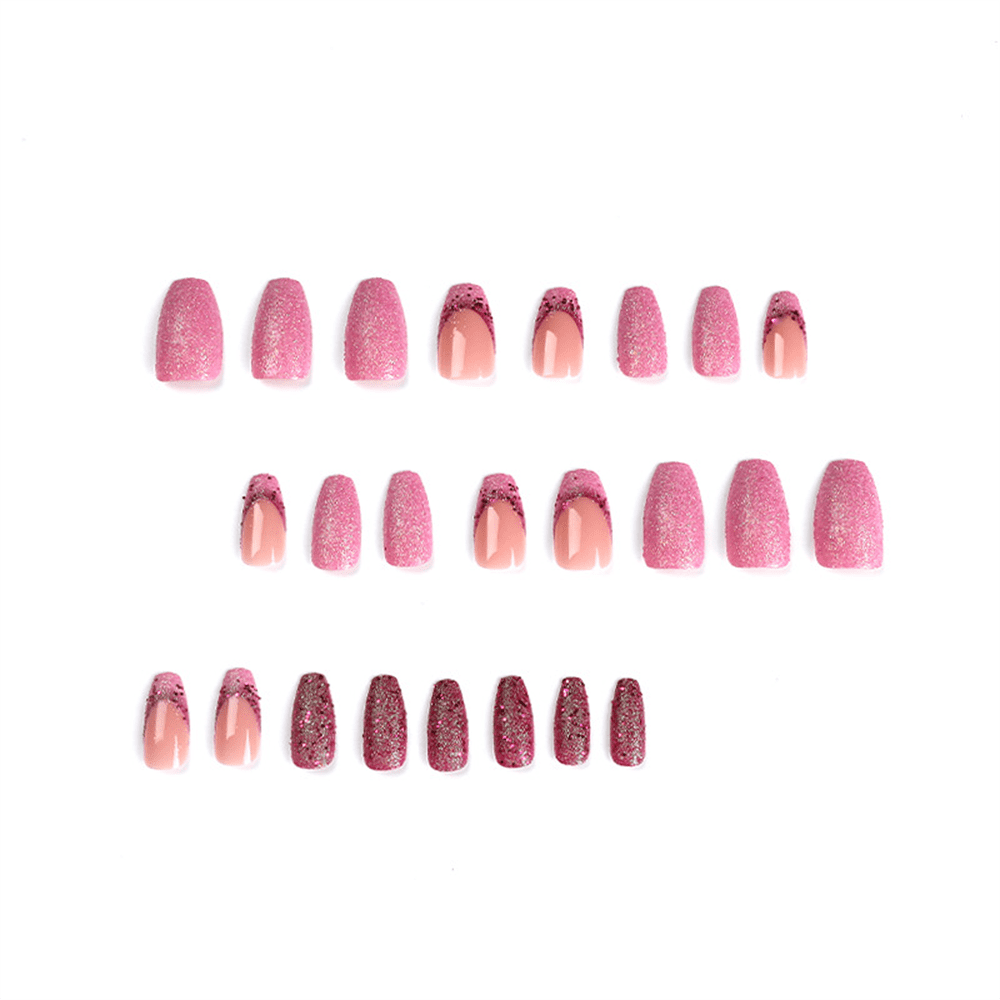 Fofosbeauty 24pcs Coffin Glitter Sequins False Nails