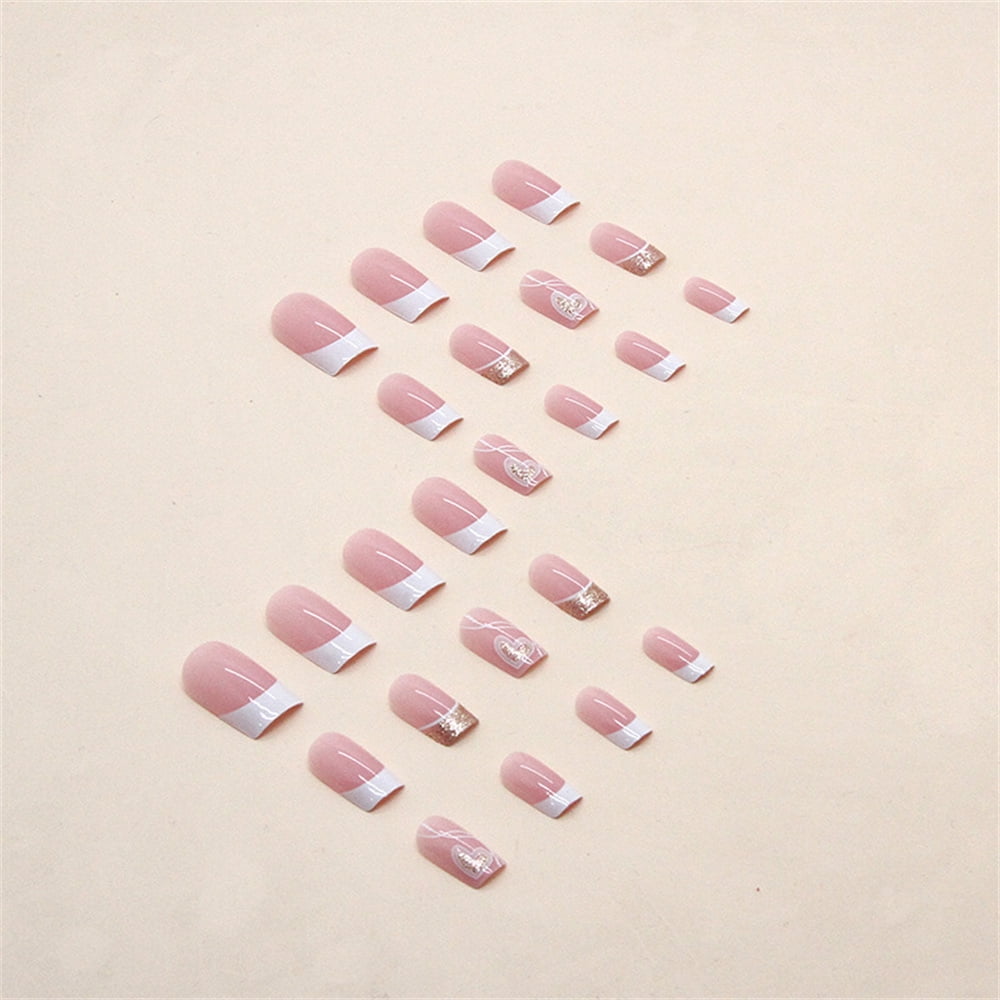Fofosbeauty 24pcs Short Coffin Press-On Nails French