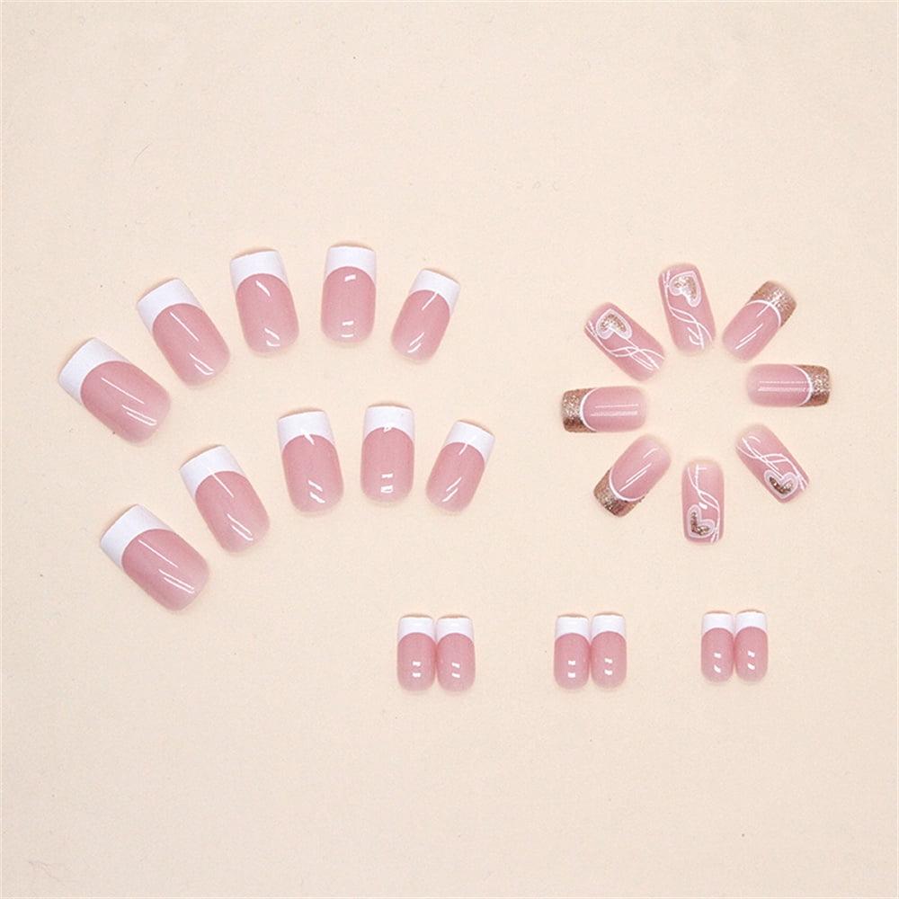 Fofosbeauty 24pcs Short Coffin Press-On Nails French