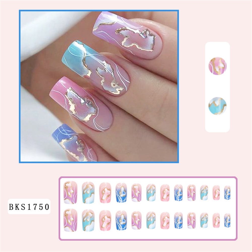 Fofosbeauty 24pcs Press on False Nails, Colorful French