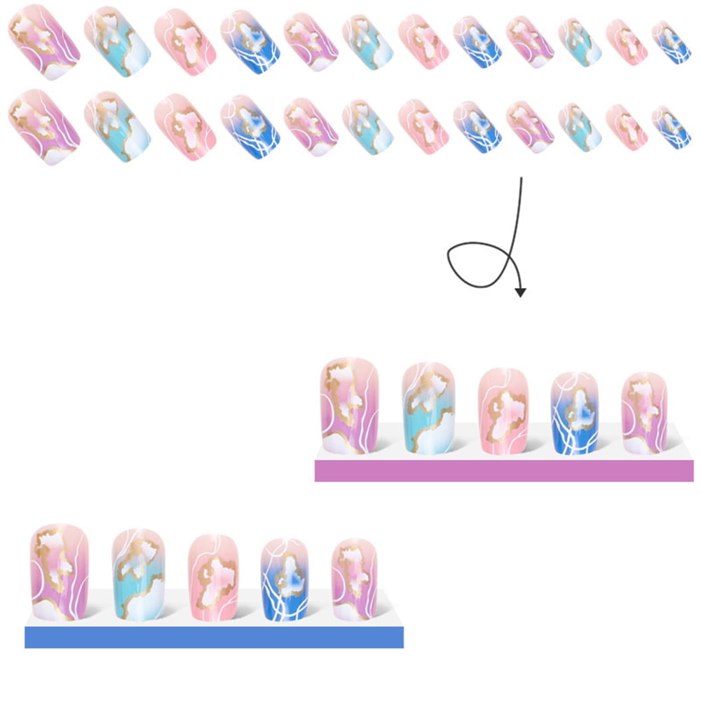 Fofosbeauty 24pcs Press on False Nails, Colorful French