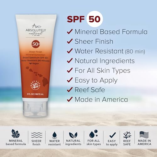 Natural SPF 50+ Mineral Sunscreen Lotion for Face & Body