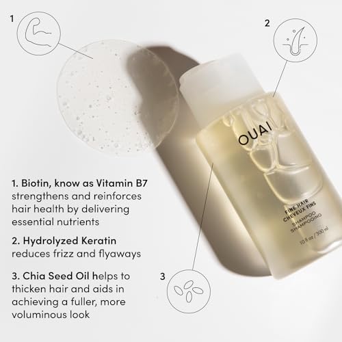 OUAI Fine Hair Shampoo and Conditioner Set - Keratin & Avocado Oil - Paraben & Phthalate Free