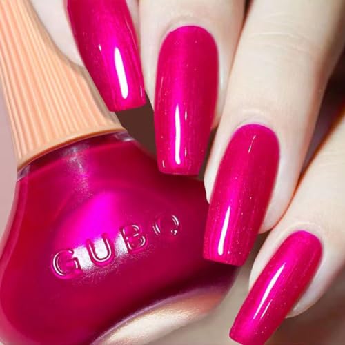 COSMOO Hot Pink Nail Polish, Shimmer Iridescent