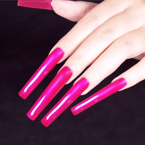 COSMOO Hot Pink Nail Polish, Shimmer Iridescent