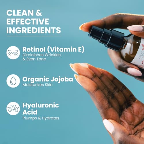 Eva Naturals Retinol Serum with Hyaluronic Acid - Anti Aging Formula for Face