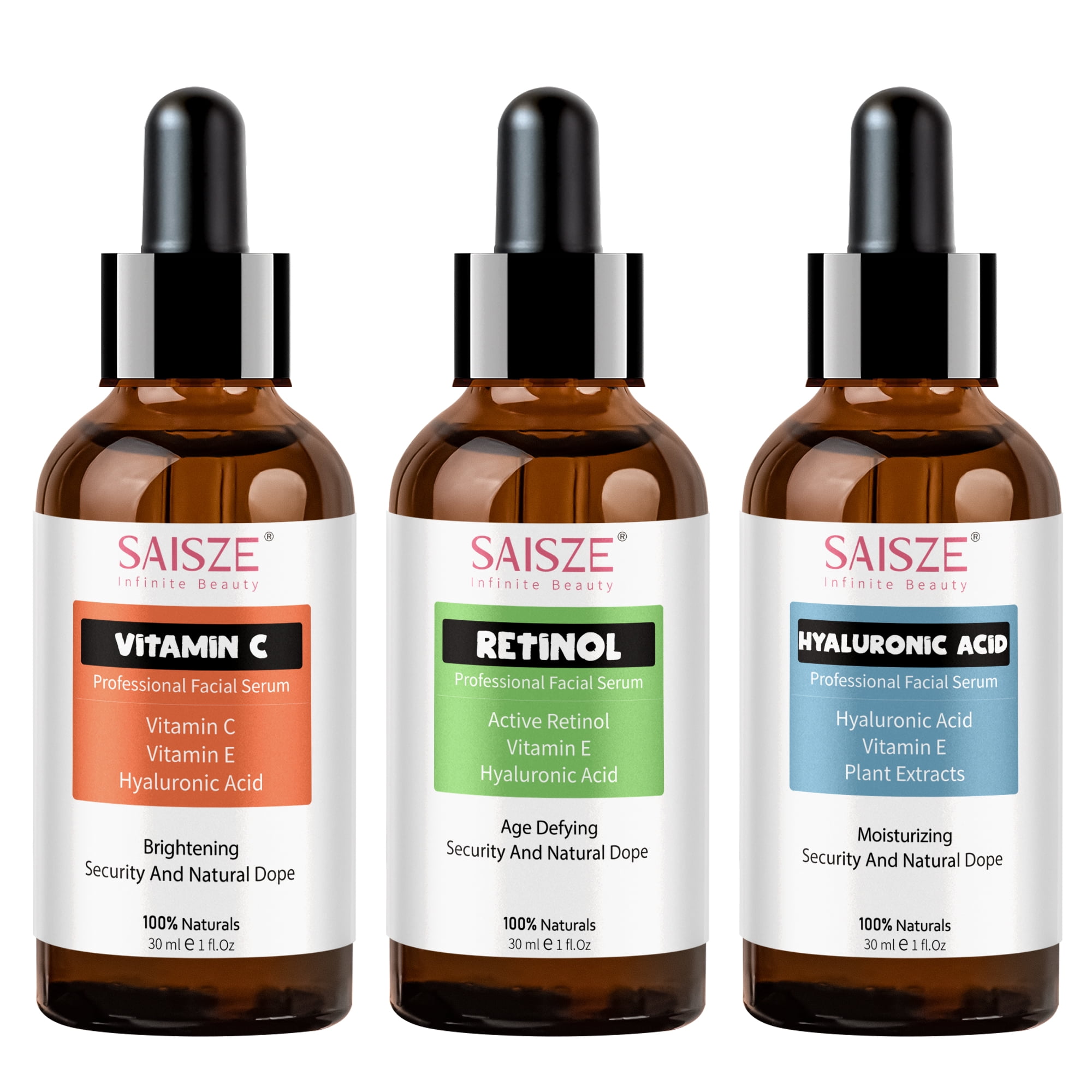Anti-Aging Serum Kit: Retinol, Vitamin C, Hyaluronic Acid