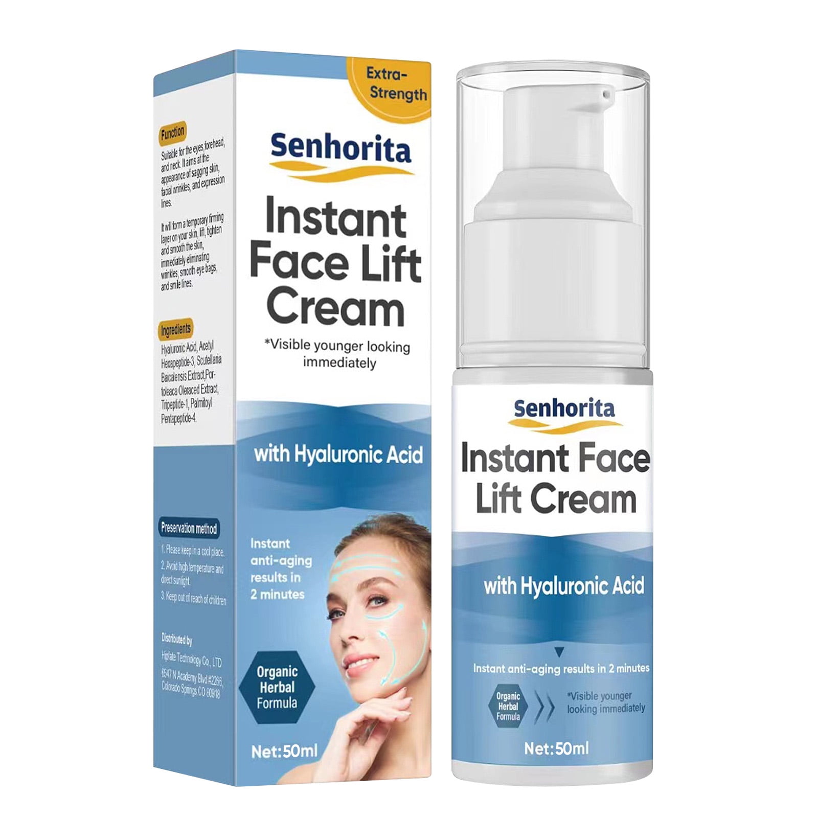 Instant Face Lift Cream with Hyaluronic Acid Serum