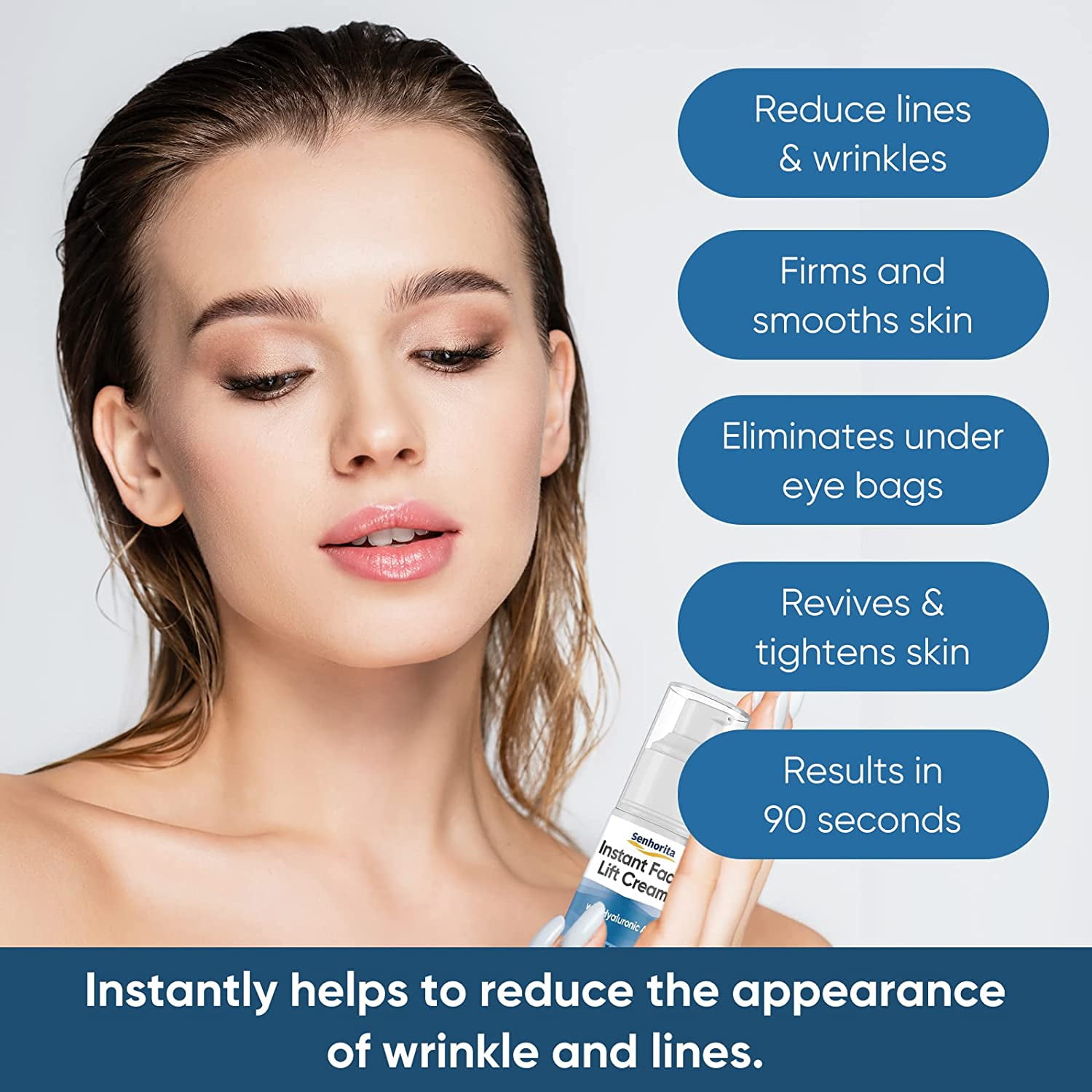 Instant Face Lift Cream with Hyaluronic Acid Serum