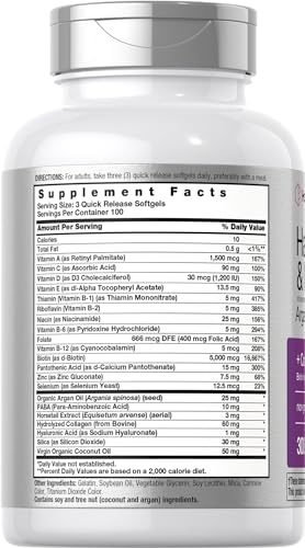 Hair Loss Vitamin Softgels | Biotin, Collagen, Argan, Coconut