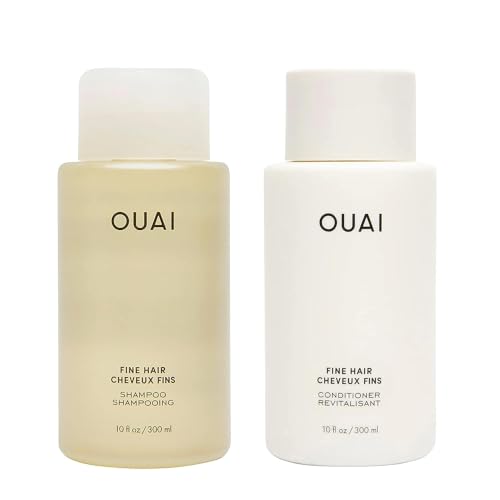OUAI Fine Hair Shampoo and Conditioner Set - Keratin & Avocado Oil - Paraben & Phthalate Free