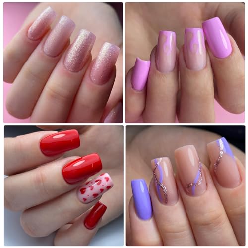 576pc Glossy Colored Press on Nails Kit 24 Colors