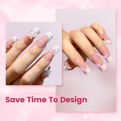 GloBlingle French Tip Press on Nails Kit - Pink
