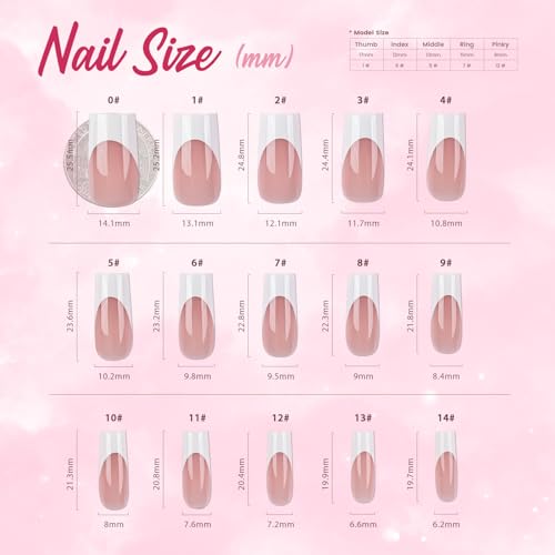 GloBlingle French Tip Press on Nails Kit - Pink