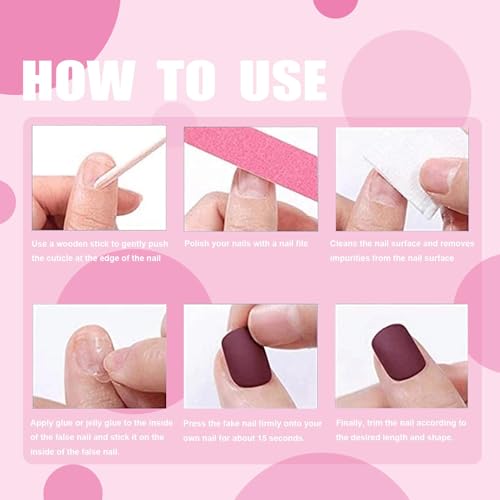 Rhinestone Pink 3D Flower Square False Nails Kit