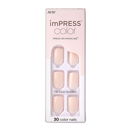 KISS imPRESS Pink Press On Nails, Short Squoval Shape
