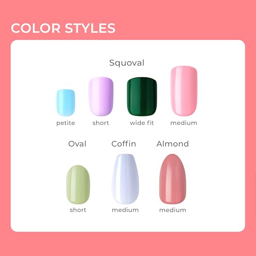 KISS imPRESS Pink Press On Nails, Short Squoval Shape