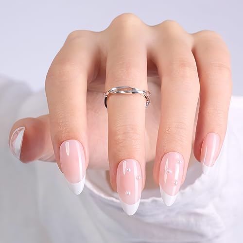 French Tip Almond Press On Nails Kit