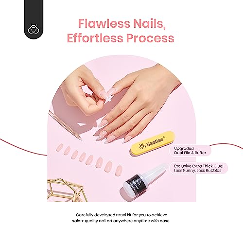 French Tip Almond Press On Nails Kit