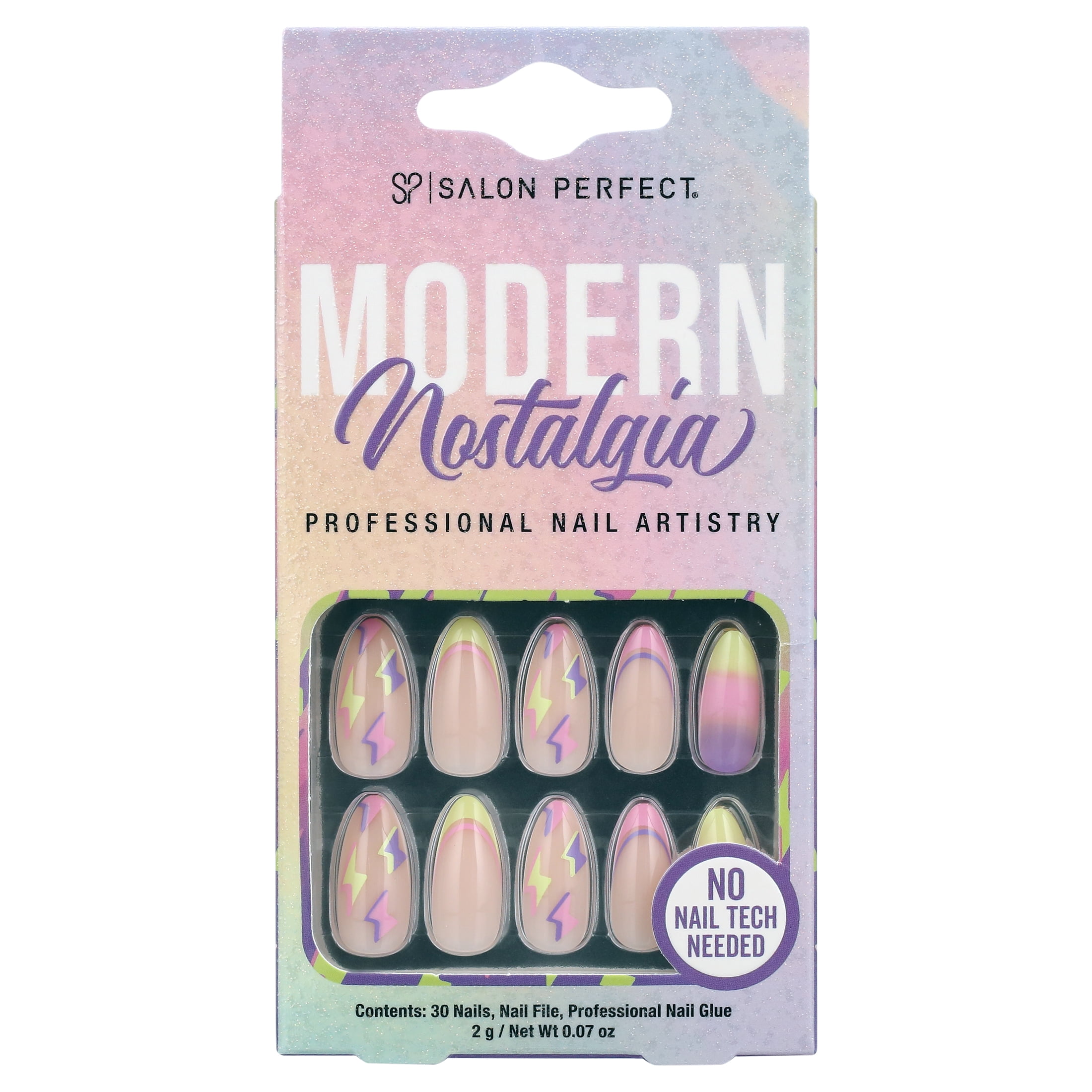 Neon Lightning Press On Nails, Modern Nostalgia Kit