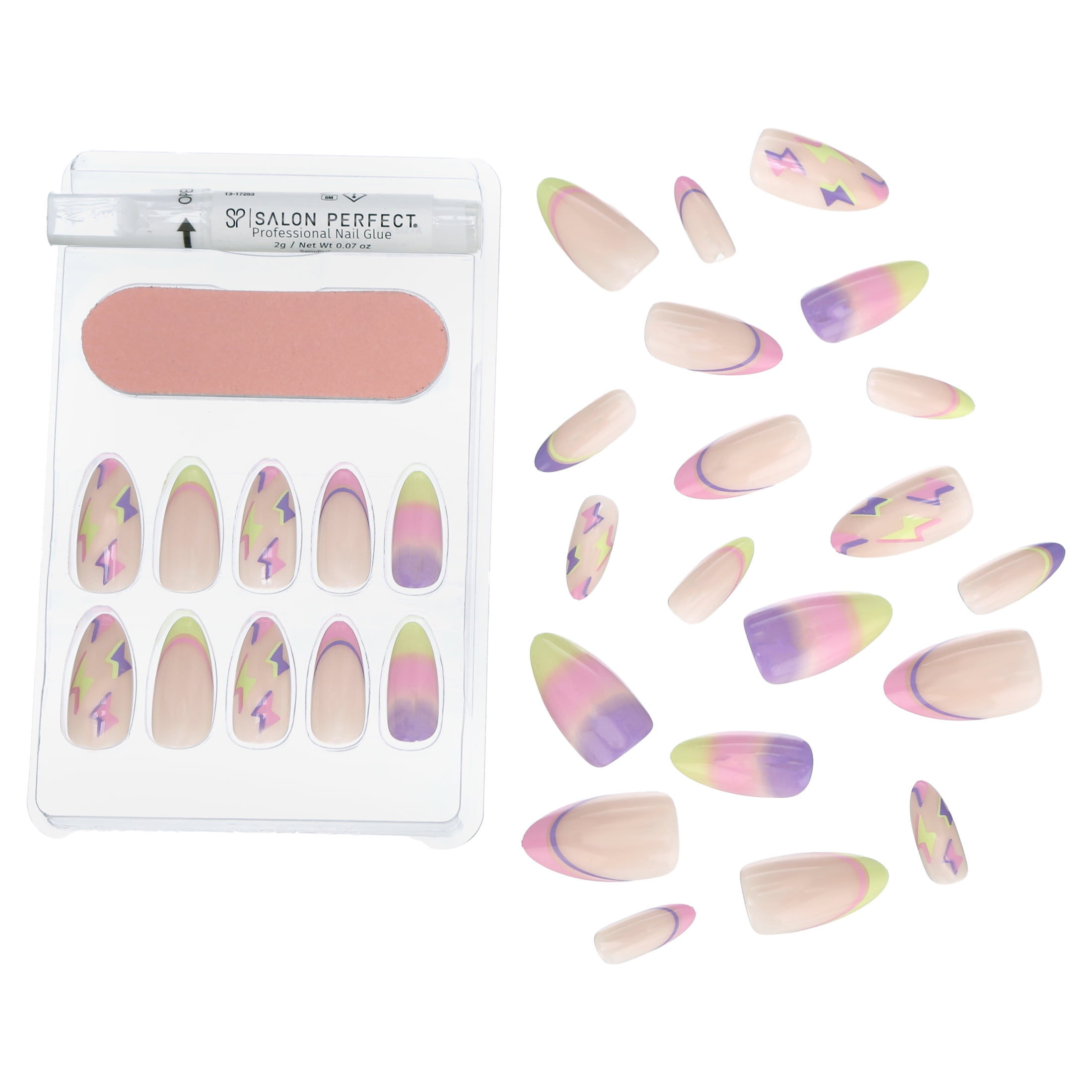 Neon Lightning Press On Nails, Modern Nostalgia Kit