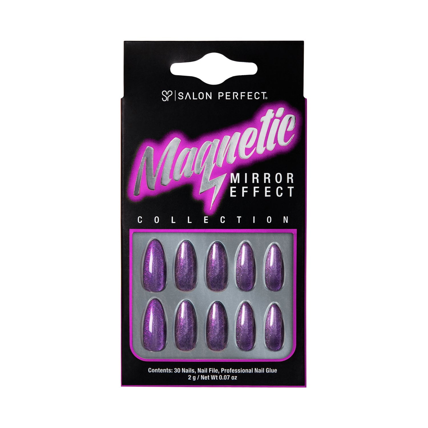 Purple Magnetic Mirror Effect Press On Nails, 30 Pieces