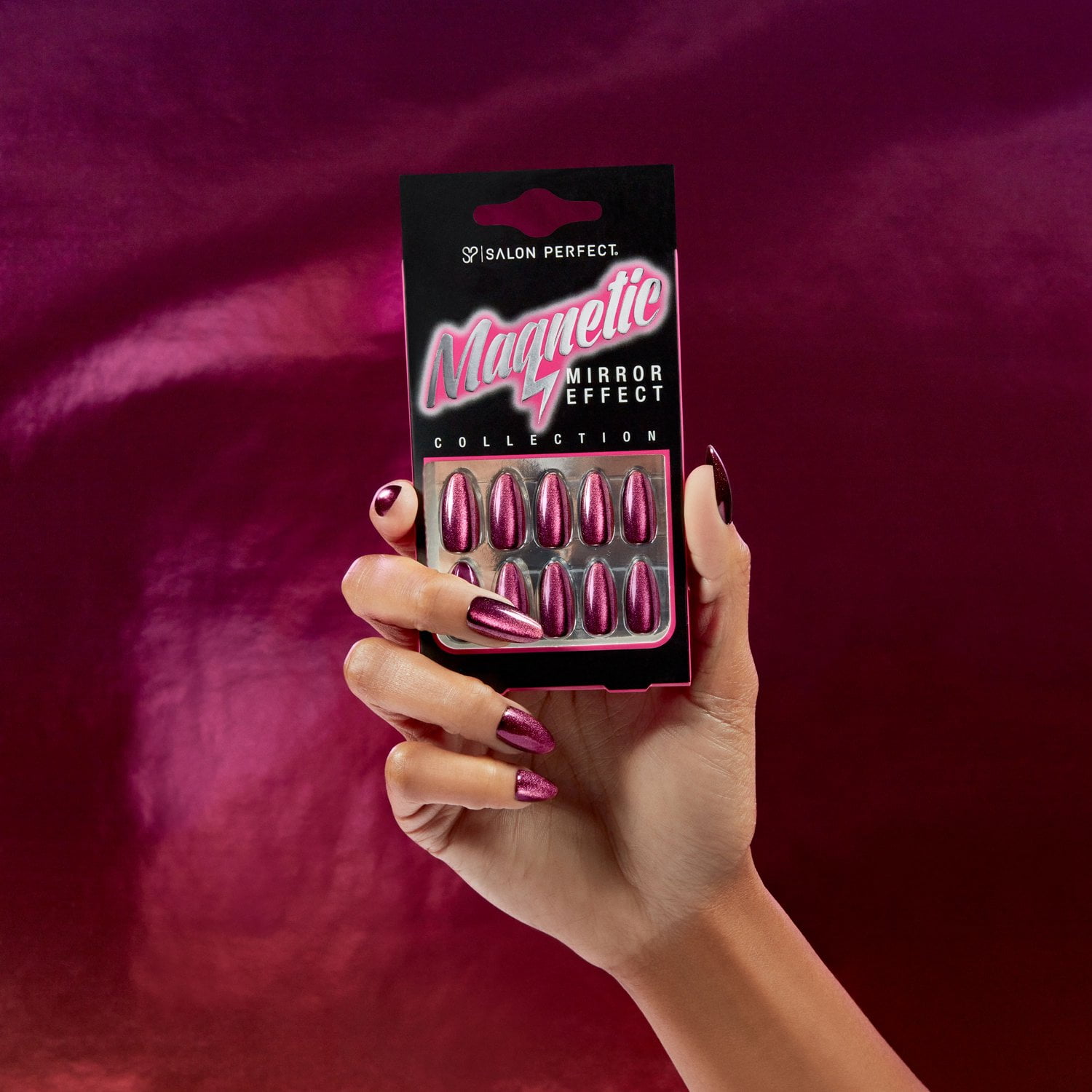 Purple Magnetic Mirror Effect Press On Nails, 30 Pieces