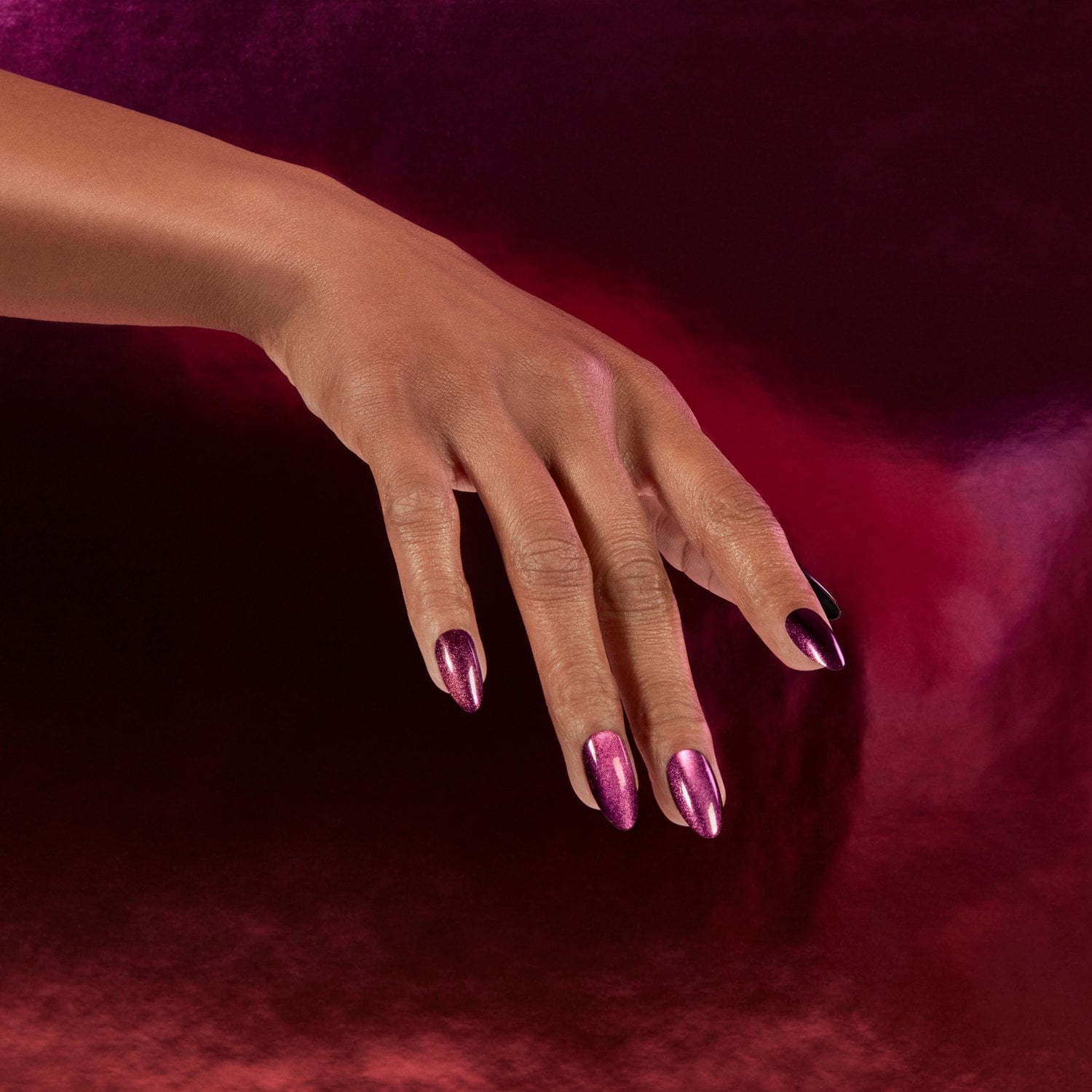 Purple Magnetic Mirror Effect Press On Nails, 30 Pieces