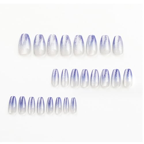 Blue Gradient Bling Coffin Press-on Fake Nails Set